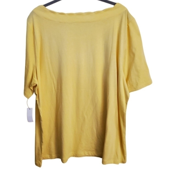 Talbots NWT Yellow Scalloped Scoop Neck Pima Cotton Top Size 2X - Picture 2 of 5